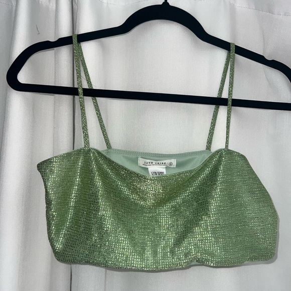 NWT 12th Tribe 2pc bandeau/skirt shimmer green set - Picture 8 of 8